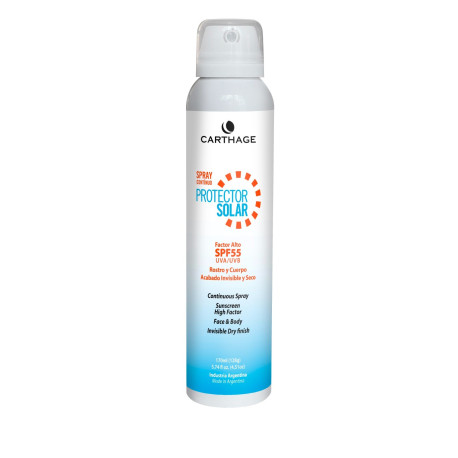 Carthage PROTECTOR SOLAR Factor Alto SPF 55 Spray Continuo x 170ml - Para rostro y cuerpo