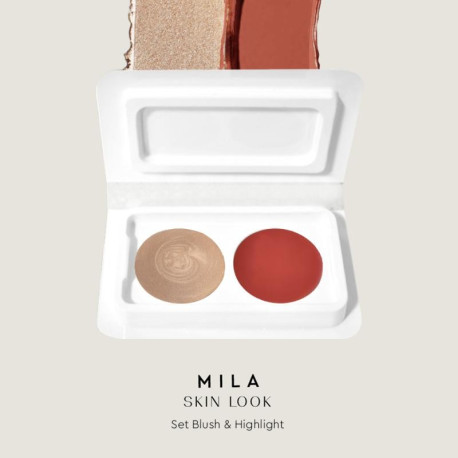 Mila Set Blush & Highlight - Dúo de Rubor e iluminador 2 potes x 3,5 g