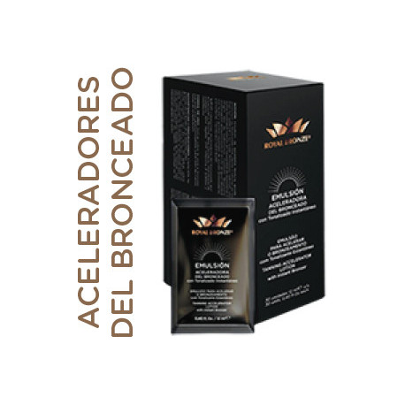 BioCosmética Exel Royal Bronze Emulsión Aceleradora del Bronceado Caja de 30 Sobres de 12 ml.