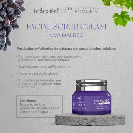 IDRAET Botanical UVA MALBEC - FACIAL SCRUB CREAM x 50g