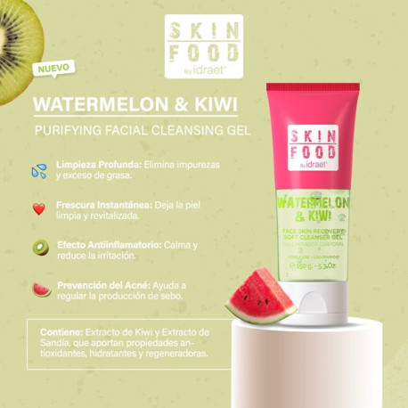 Idraet Skin Food Watermelon & Kiwi Facial Cleansing Gel - Gel limpiador facial x 150ml