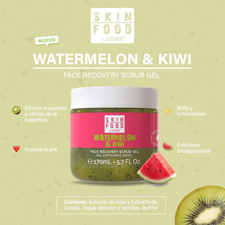 Idraet Skin Food Watermelon & Kiwi Face Recovery Scrub Gel - Gel exfoliante x 170ml