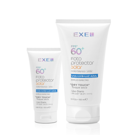 BioCosmética Exel Fotoprotector Solar Fluido FPS 60. UVA + UVB + LUZ AZUL - Toque Seco - Blanco x 150 ml