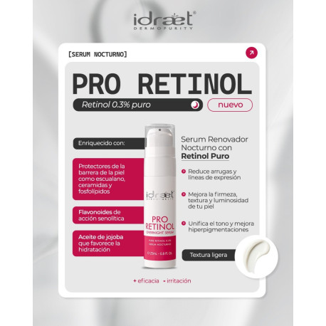 Idraet Dermopurity PRO RETINOL OVERNIGHT SERUM - Serum nocturno rejuvenecedor con Retinol puro 0,3%  x 25 ml