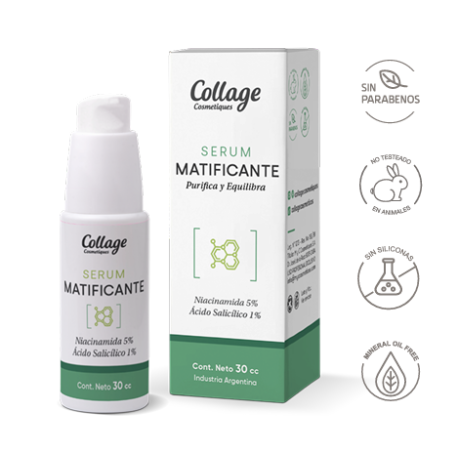 Collage Serum Matificante Seboregulador Niacinamida 5% Salicilico 1%  30cc