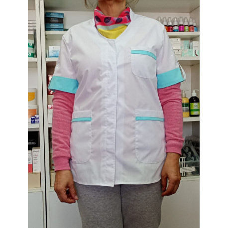 Chaqueta Blanca Cuello Mao Talle 2