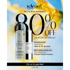 Idraet  Promo Pro Makeup Comprá el Hydration Mist & Fix Brume y llevate el Pro Hyaluron Photo Finish Primer con 80% OFF.