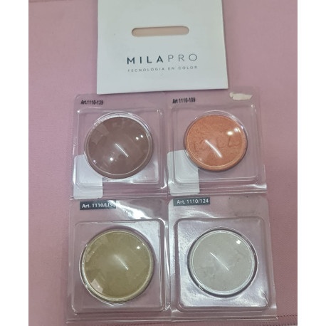 Promo kit 1 Mila Marzi Repuesto de maquillaje compacto polvo mate +  4 Sombras compactas