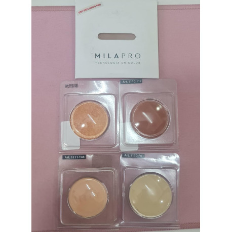 Promo kit 2 Mila Marzi  Repuesto de maquillaje compacto polvo mate + 4 sombras compactas