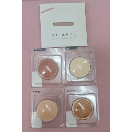 Promo kit 3 Mila Marzi  Repuesto de maquillaje compacto polvo mate + 4 sombras compactas