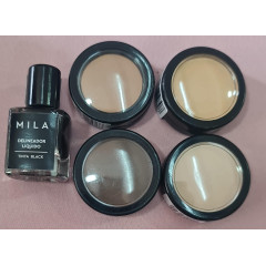 Promo kit 9 Mila Marzi Delineador Tinta Black + 4 Maquillajes Cremosos Correctivos