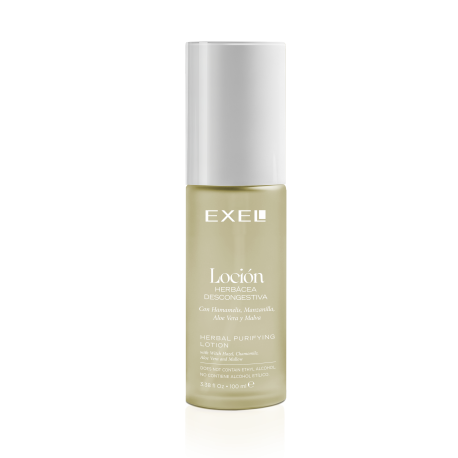 BioCosmética Exel Loción Herbácea Descongestiva con Hamamelis Manzanilla, Aloe Vera y Malva 100 ml.