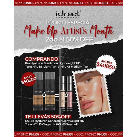 Idraet Promo Pro MakeUp 2do 50% off Pro Hyaluron   HFL38 Light / HCL15 Ginger