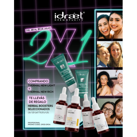 Idraet Promo Dermopurity  Promo 2x1 , comprando 1Thermal New Light ,te llevás de regalo Herbal Boosters seleccionados