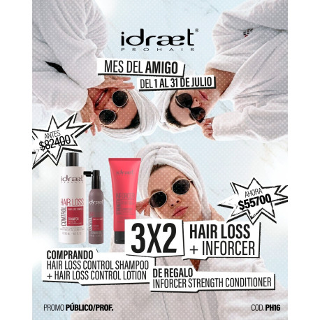 Idraet Promo 3x2 Comprando Hair Loss Control Shampoo + Hair Loss Control Lotion , te regalamos Inforcer Strength Conditioner