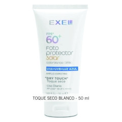 BioCosmética Exel Fotoprotector Solar Fluido FPS 60. UVA + UVB + LUZ AZUL - Toque Seco - Blanco x 50 ml