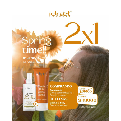 Idraet Suncare 2x1: AutoBronze AntiAge,Regalo  Vitamina C Body