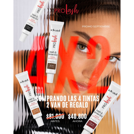 Idraet  Promakeup  4x2: Comprando los 4 tonos de lash &brown Tint, 2  van de regalo!