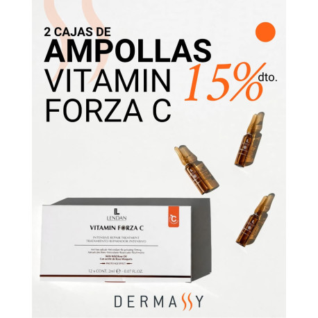 Promo x 2 cajas Dermassy Lendan Vitamin Forza C Tratamiento Reparador Intensivo - 12 Ampollas