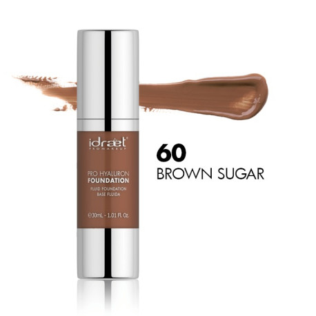 Idraet Pro MakeUp - PRO HYALURON FOUNDATION - Base Fluida HD - 60 BROWN SUGAR x 30 ml