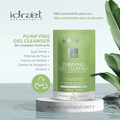 Idraet Dermopurity - PURIFYING GEL CLEANSER ECO-REFILL POUCH - Gel Limpiador Purificante x 200 g